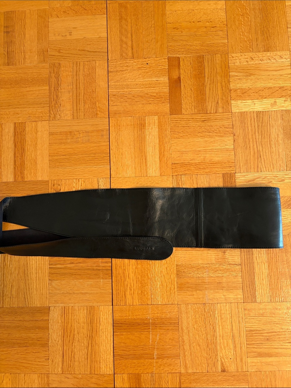 RUDSAK Wide Black Leather Belt